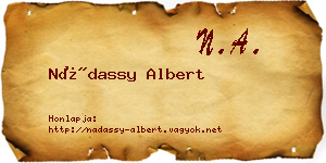 Nádassy Albert névjegykártya